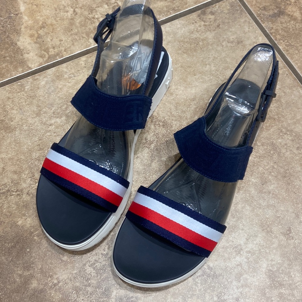 Tommy Hilfiger Red , White & Blue Sandals NEW